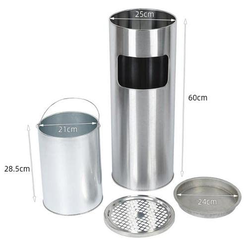 Mülleimer aus Edelstahl, 30 l, Mülleimer für Küche, Standaschenbecher für den Aussenbereich, mit Mül