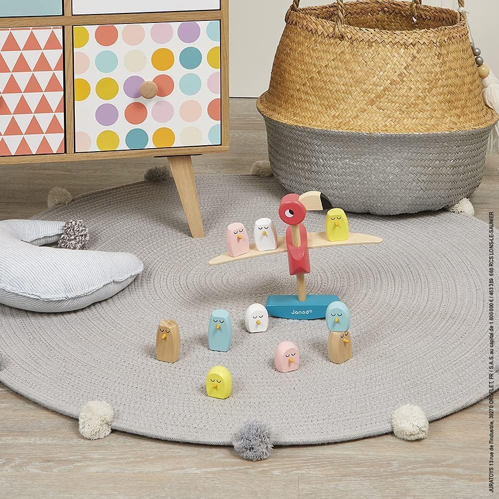 Janod J08230 Zigolos Flamingo-Geschicklichkeitsspiel aus Holz, interaktives Spiel, Farbe auf Wasserb