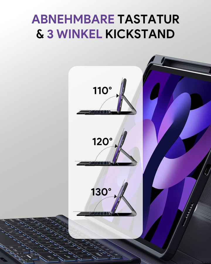 Doohoeek Schutzhülle mit Tastatur für iPad Air 13 2025(M3)/2024(M2), iPad Pro 12,9 Zoll 6./5./4./3.