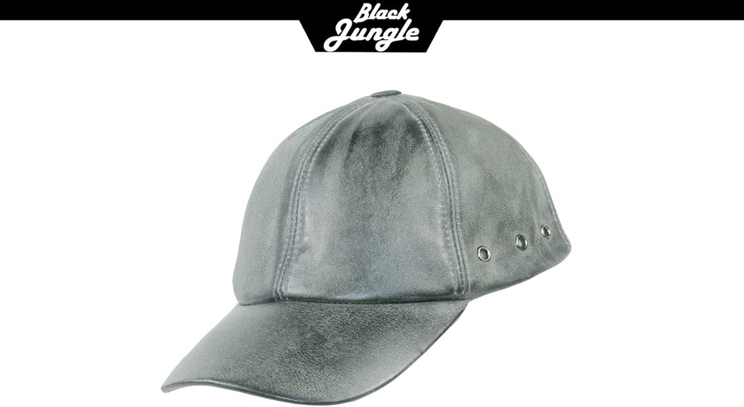 Black Jungle Grafton Lederkappe Biker Kappe Freizeitkappe Baseballkappe Einheitsgrösse Anthrazit, Ei