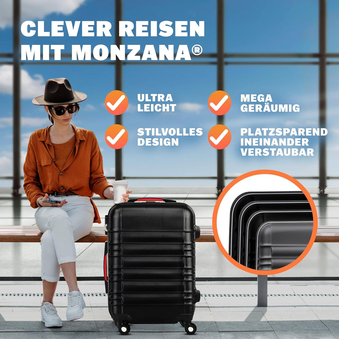 Monzana® Koffer Kofferset 4er Hartschalen S-M-L-XL Gel-Griffe Zwillingsrollen ABS Hardcase Schloss F