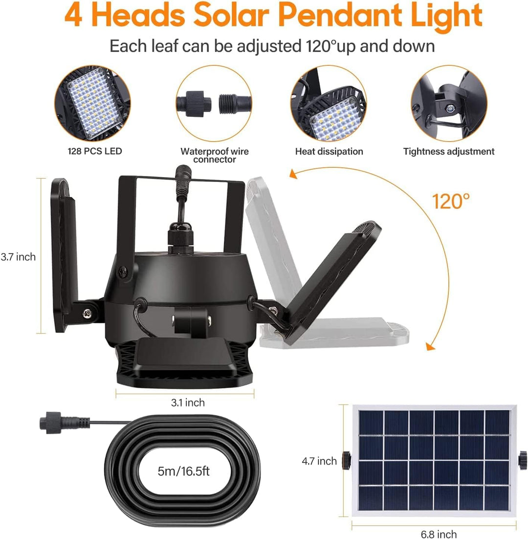 Beinhome Solarlampen für Aussen mit Fernbedienung,Solar Hängelampe 128LED 4400mAh Battery mit 5M Kab