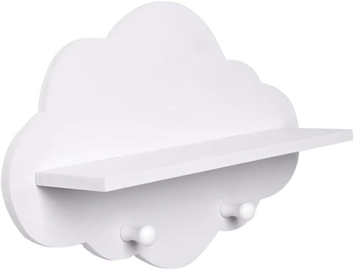 Wolkenregale, 3 Stück, niedliches weisses schwebendes Holzregal in Wolkenform mit Kleiderbügel, Aufb