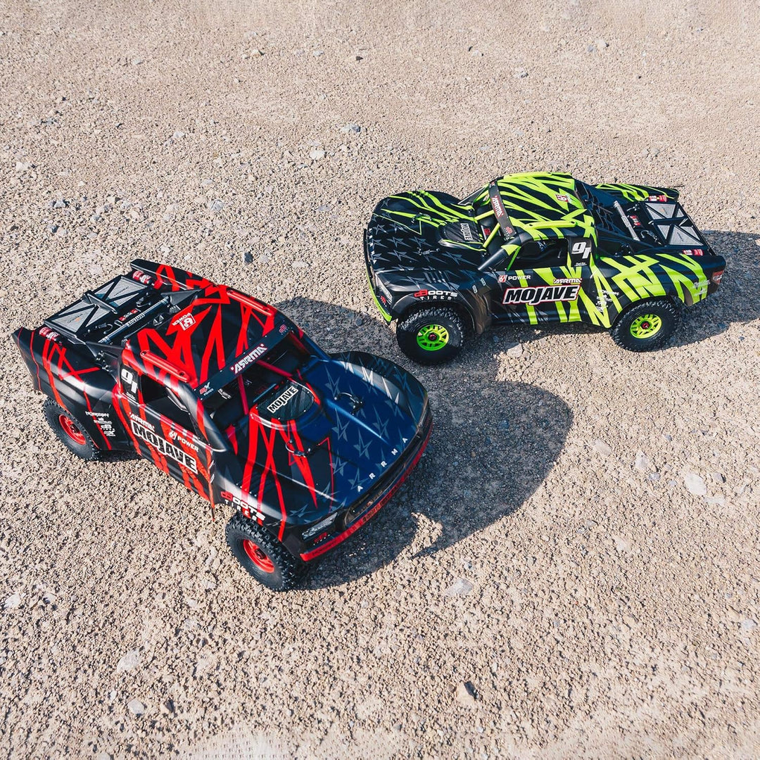 ARRMA RC Truck 1/7 MOJAVE 6S V2 4WD BLX Desert Truck mit Spektrum Firma (Ready-to-Run), Rot/Schwarz,