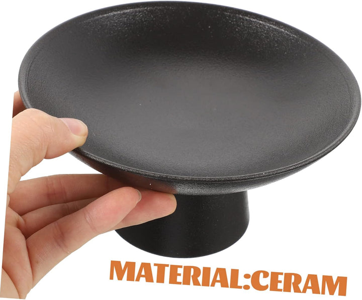 Garneck Dekoschale Mit Fuss Schwarz – Runde Keramik Obstschale Für Tischdekoration - Serviertablett