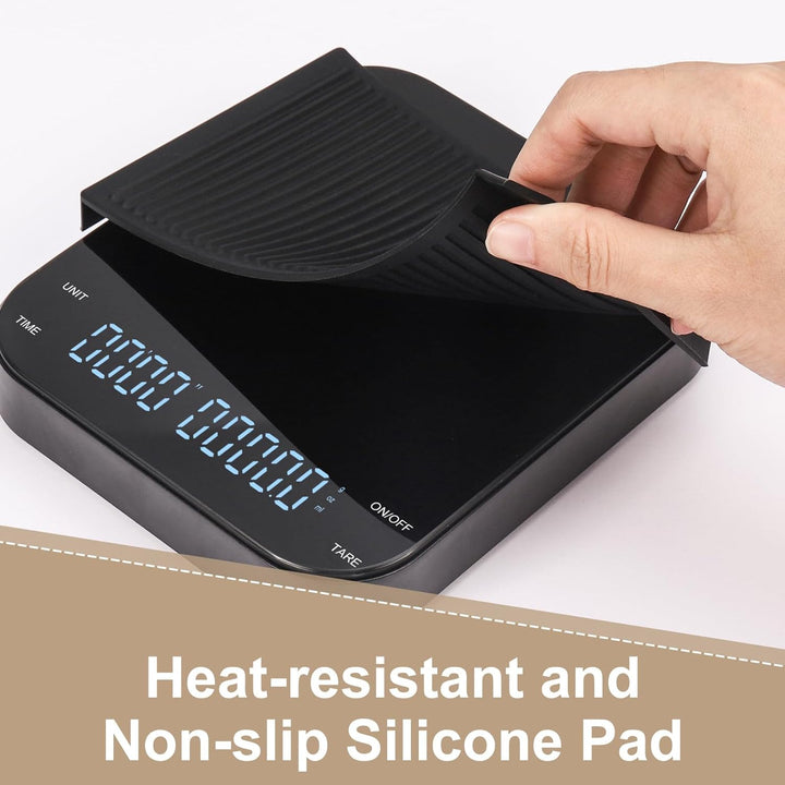 Digitale Kaffeewaage mit Timer, Espresso Waage mit 0,1g Präziser Graduierung, USB Aufladbar Feinwaag