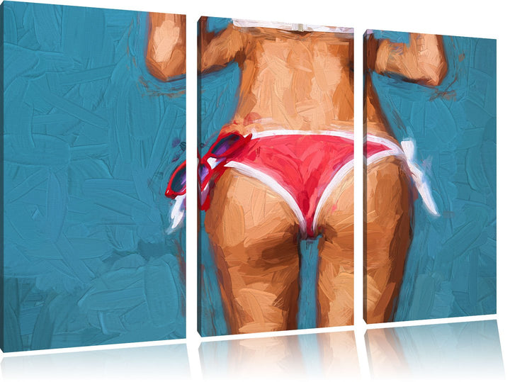 Pixxprint Sexy Po als Leinwandbild/Grösse: 3 Teilig (120x80) cm/Wandbild/Kunstdruck/fertig bespannt
