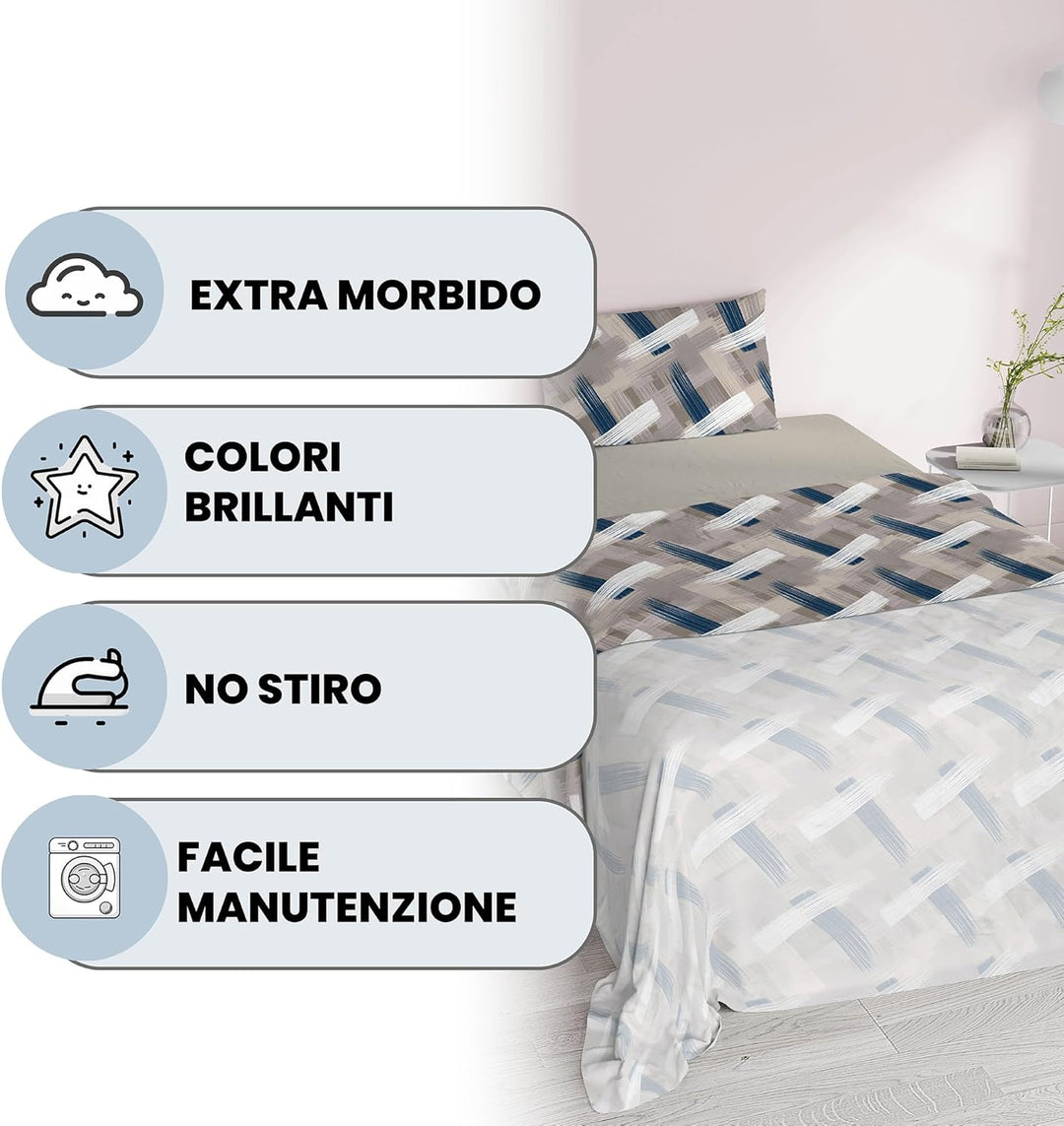 Fantasy Italian Bed Linen Bettwäsche, Pennellate, Kleine doppelte, Mikrofaser, Pinselstrichen Pennel