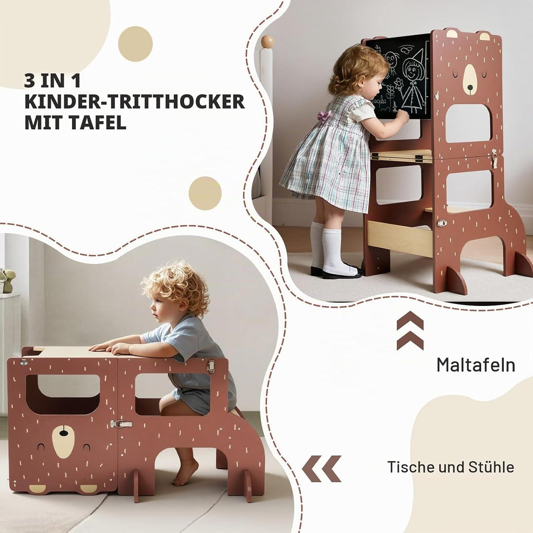 labebe lernturm ab 1 Jahr, Grossformat Montessori Lernturm klappbar, 3 in 1 Multifunktion Learning T