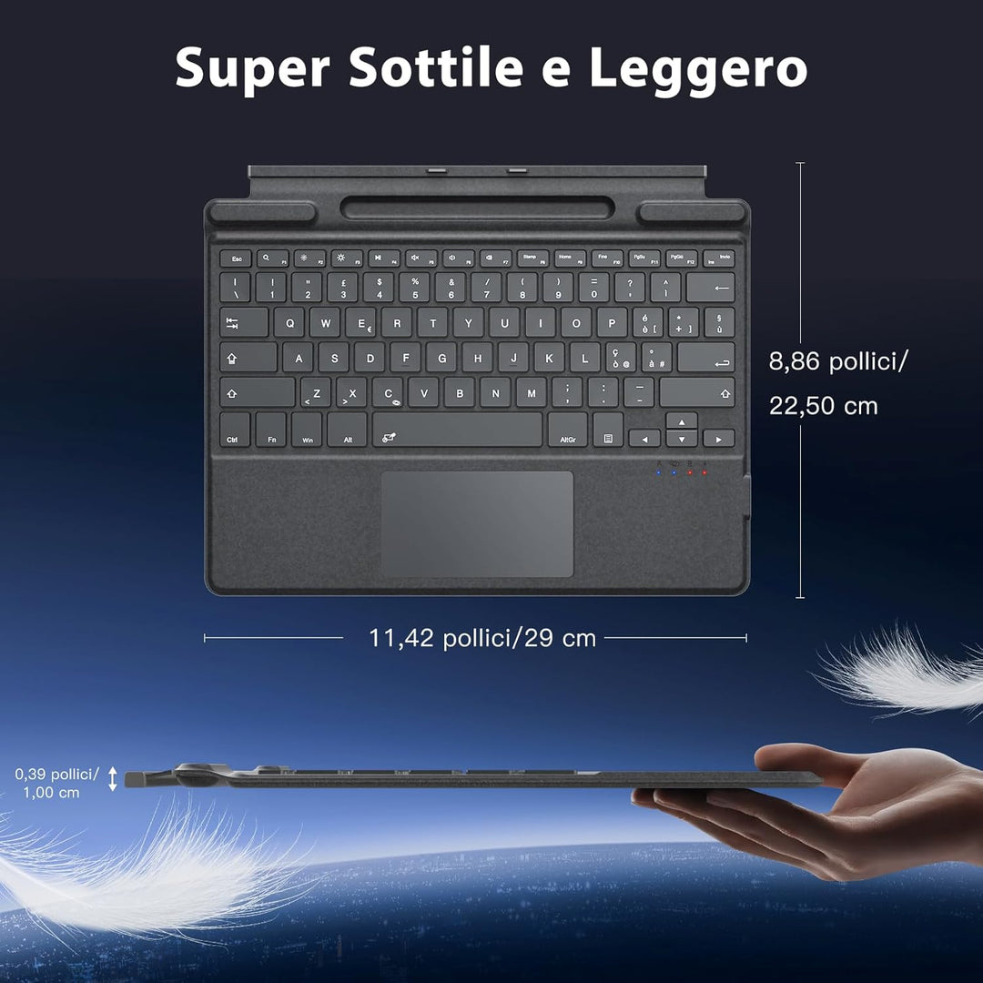 MoKo Italian Touchpad Bluetooth Tastatur für 13 Zoll Microsoft Surface Pro 11/ Pro 10/ Pro 9/ Pro 8/