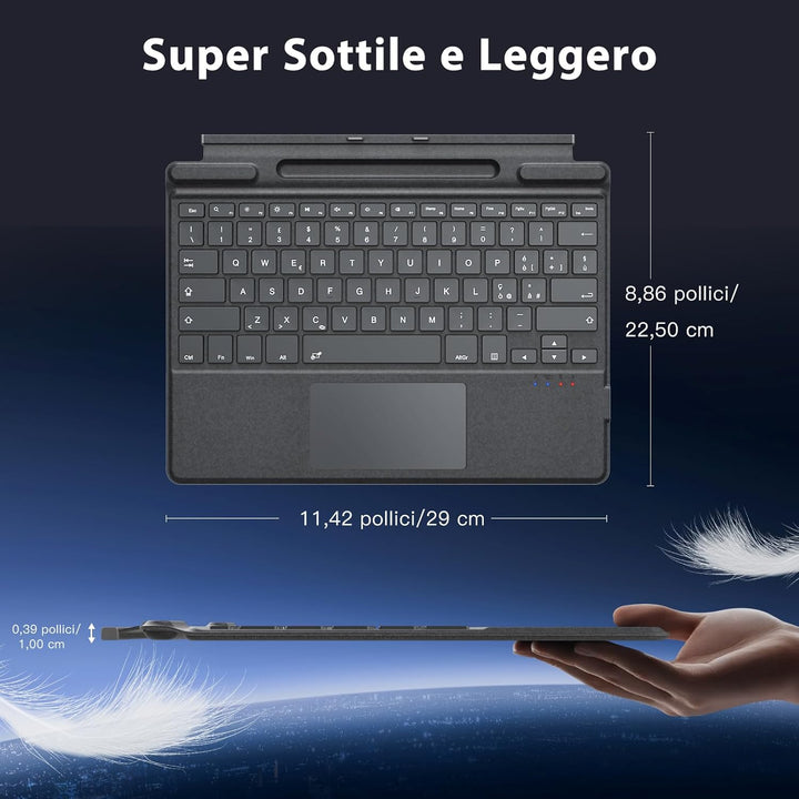 MoKo Italian Touchpad Bluetooth Tastatur für 13 Zoll Microsoft Surface Pro 11/ Pro 10/ Pro 9/ Pro 8/