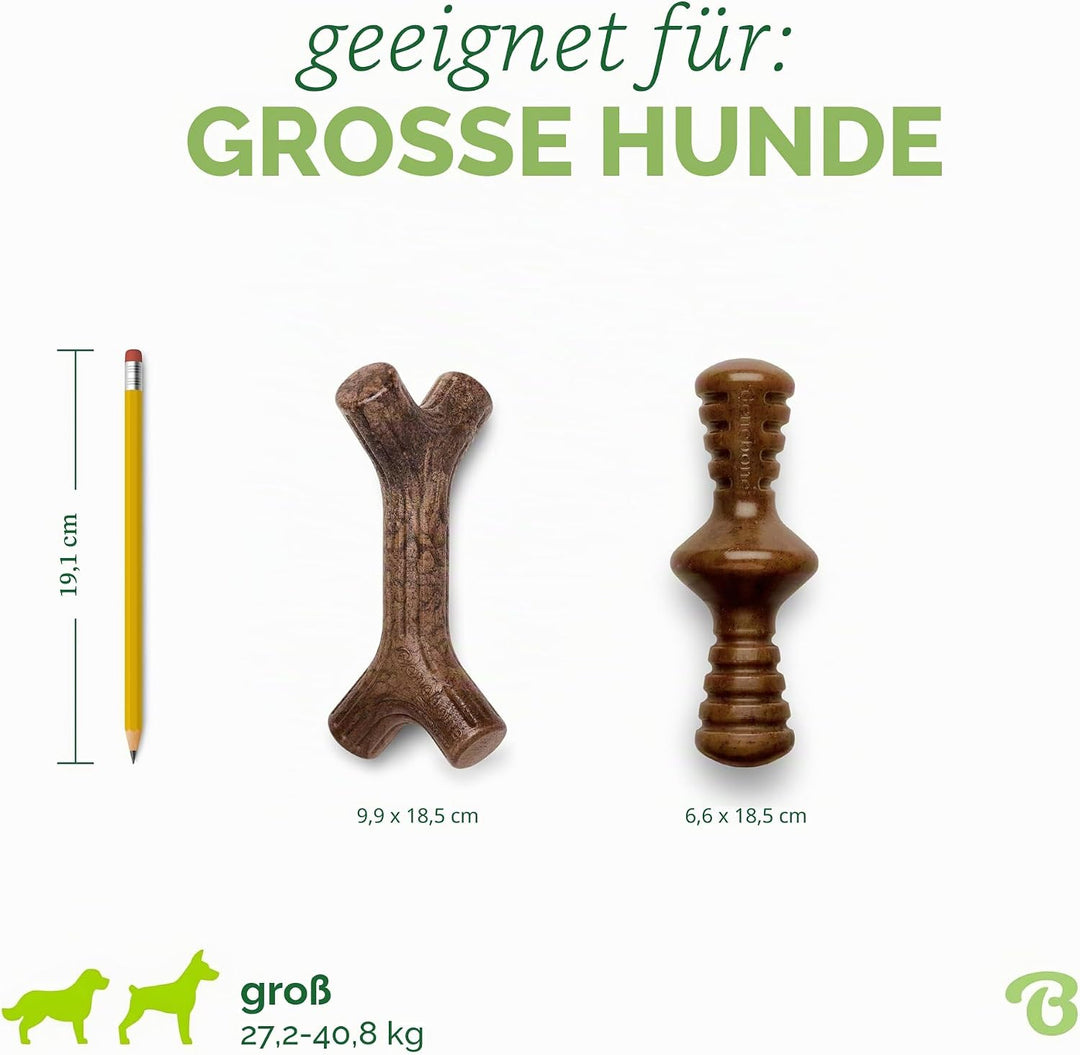 Benebone 2-Pack Indestructible Maplestick/Zaggler for Aggressive Chewers, Long Lasting Tough Boredom