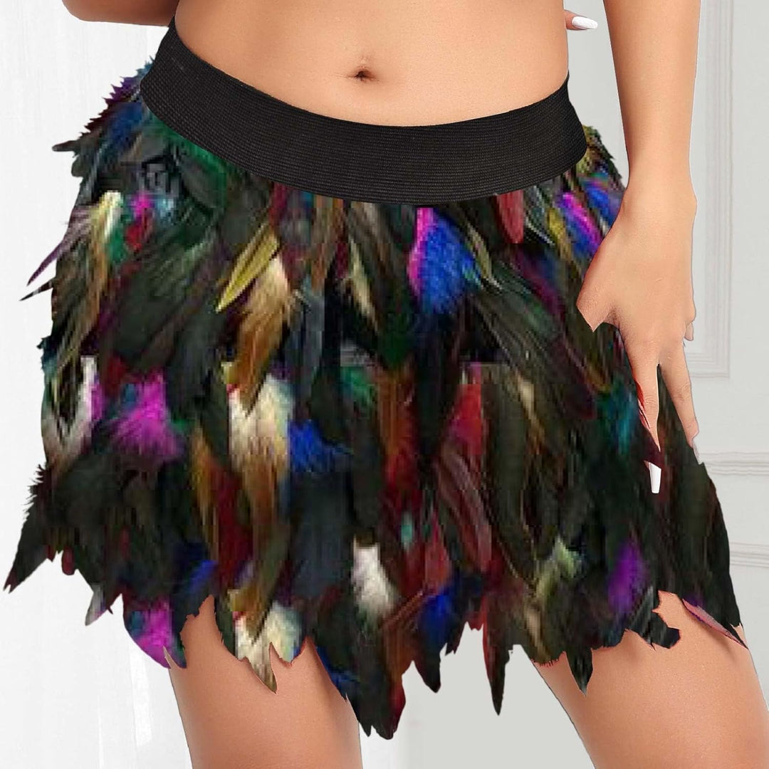 Kostüm Damen Federrock Bühnenkostüme Ballkleid Karneval Kostüm Damen Rock Minirock für Cosplay-Party