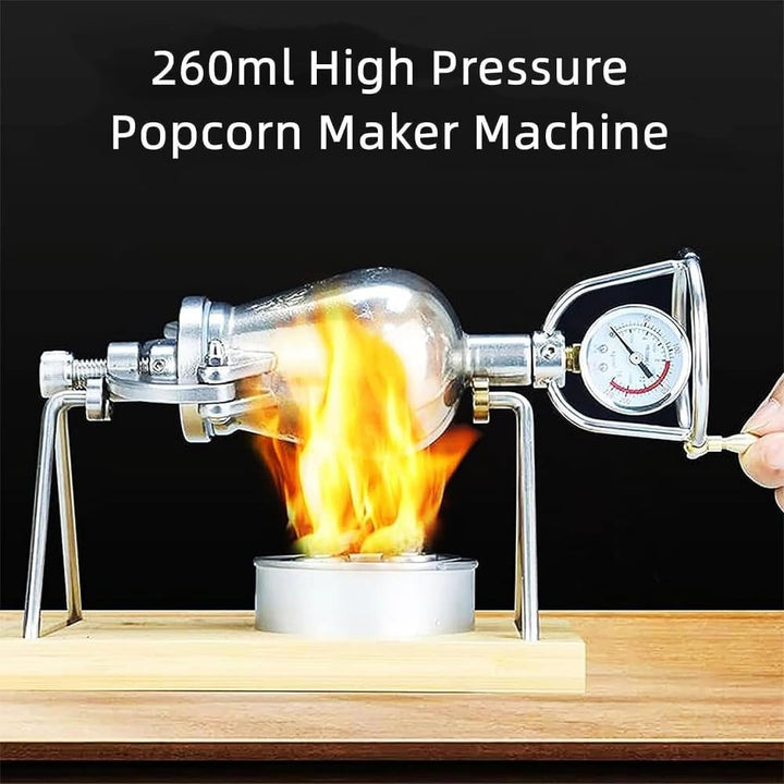 260ml Hochdruck-Popcornmaschine Mini-Edelstahl Professionelle Popcorn-Bräter,Edelstahl, Popcorn-Popp