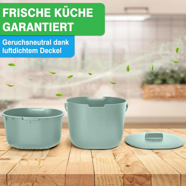 YourCasa Biomülleimer Küche 6L - Komposteimer für alltäglichen Biomüll Behälter Spülmaschinenfest -