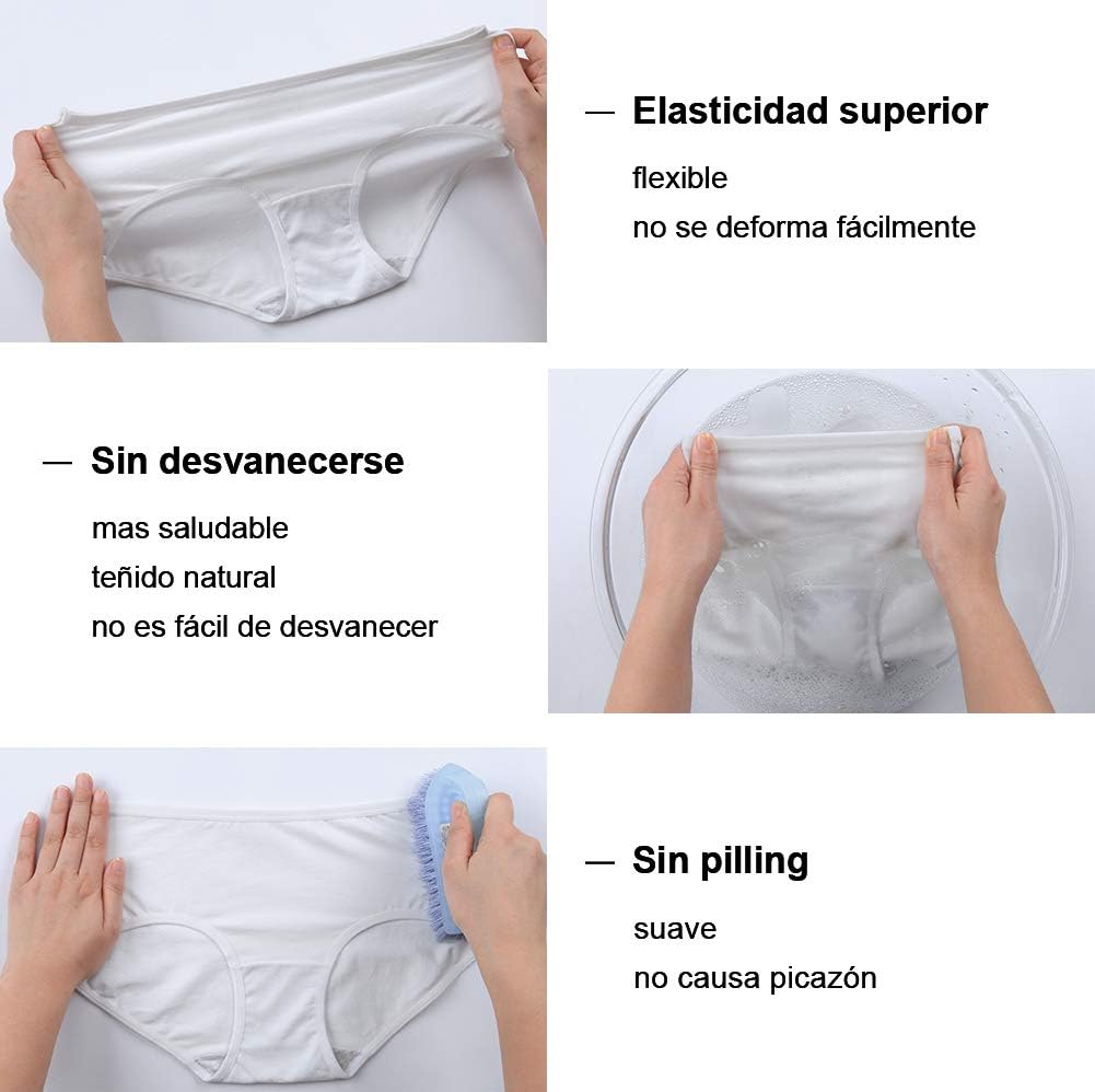 INNERSY Unterhosen Damen Baumwolle Atmungsaktive Hipster Unterwäsche Basic Bequem Panties 6er Pack M