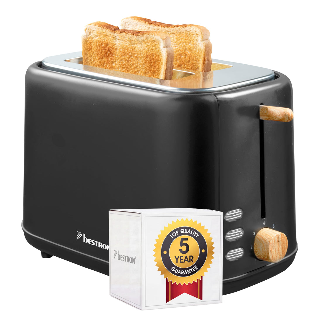 Bestron Toaster für 2 Toastscheiben, inkl. Brötchenaufsatz, 7 Bräunungsstufen & Krümelschublade, 800
