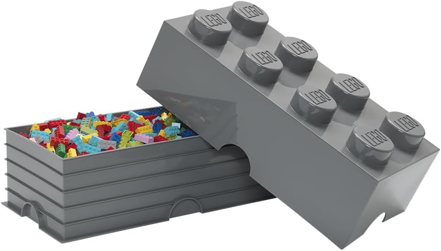 LEGO Room Copenhagen Aufbewahrungsstein, 8 Noppen, Stapelbare Aufbewahrungsbox, 12 l, Dunkelgrau, Gr