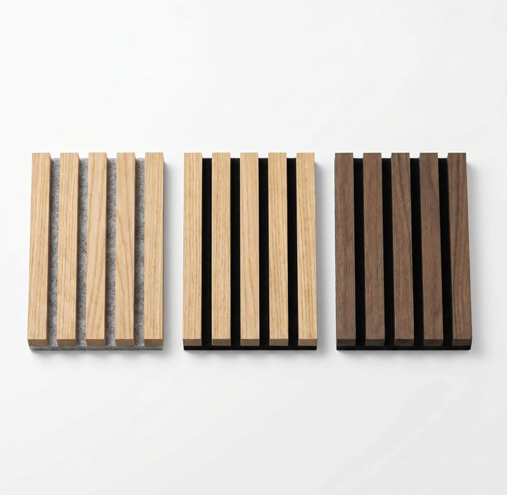 Akustikpaneele Holz Wandregal aus Echtholz Eiche &amp; Akustikfilz (Holz &amp; Akustitkfilz, Produktmuster)