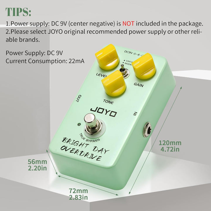 JOYO Blues Overdrive Gitarrenpedale, hohe Verstärkung, Overdrive von Vintage bis Modern, für E-Gitar
