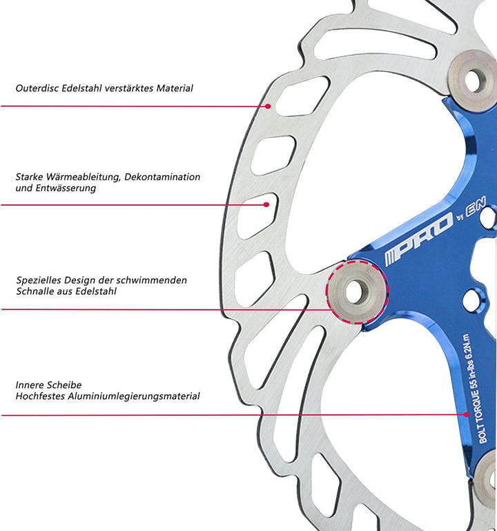 Fahrradscheibe Bremsscheibe, 203mm Fahrradbremsscheibe Mountainbike Schwimmbremse Scheiben Center Lo