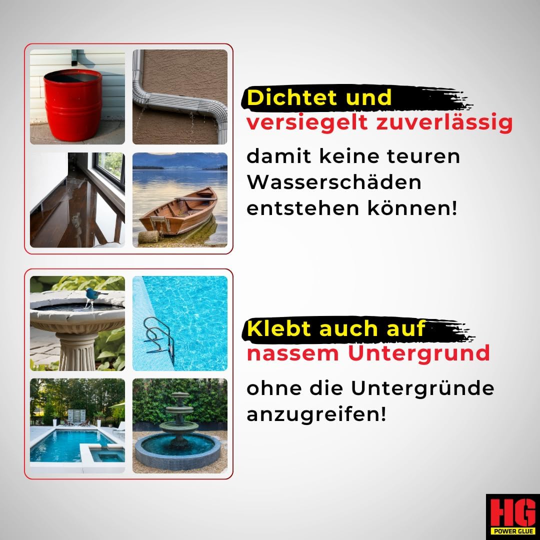 HG POWER GLUE V13 Ultra Hochleistungs-Montagekleber und Dichtstoff extra stark, Kraftkleber für auss