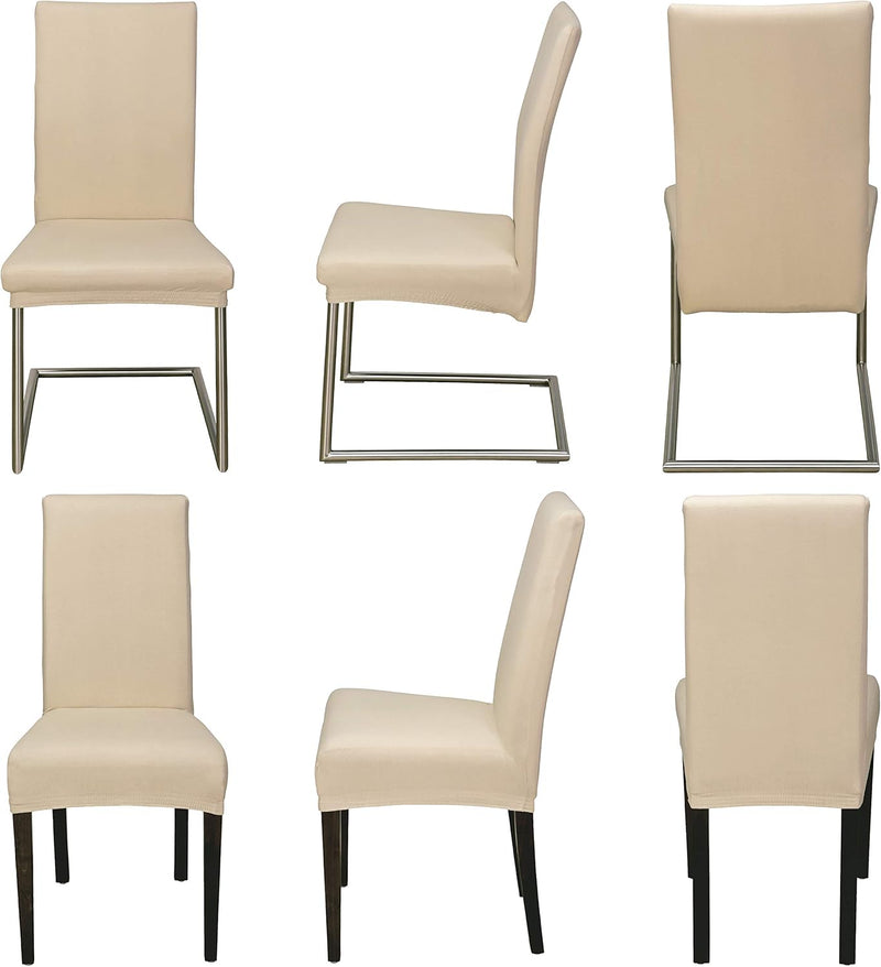 Staboos Stuhlhussen 6er Set - Hohe Elastizität - Stuhlbezug 6er Set - ÖKO TEX Zertifiziert (Beige) 6