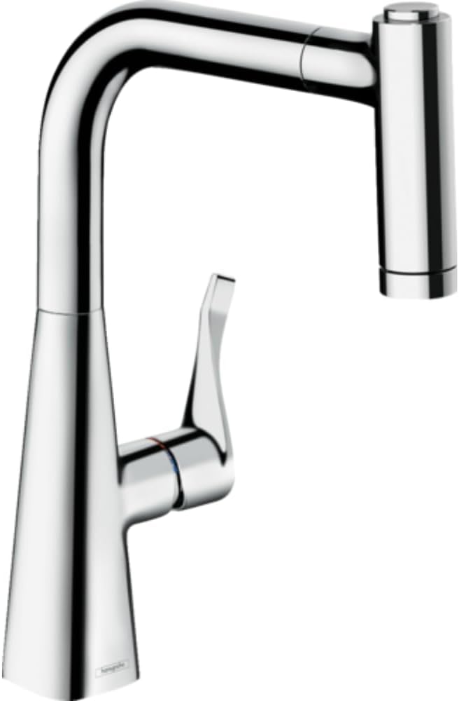 hansgrohe Metris Einhebel-Küchenarmatur, Komfort-Höhe 220 mm, Ausziehbrause, Chrom, Chrom