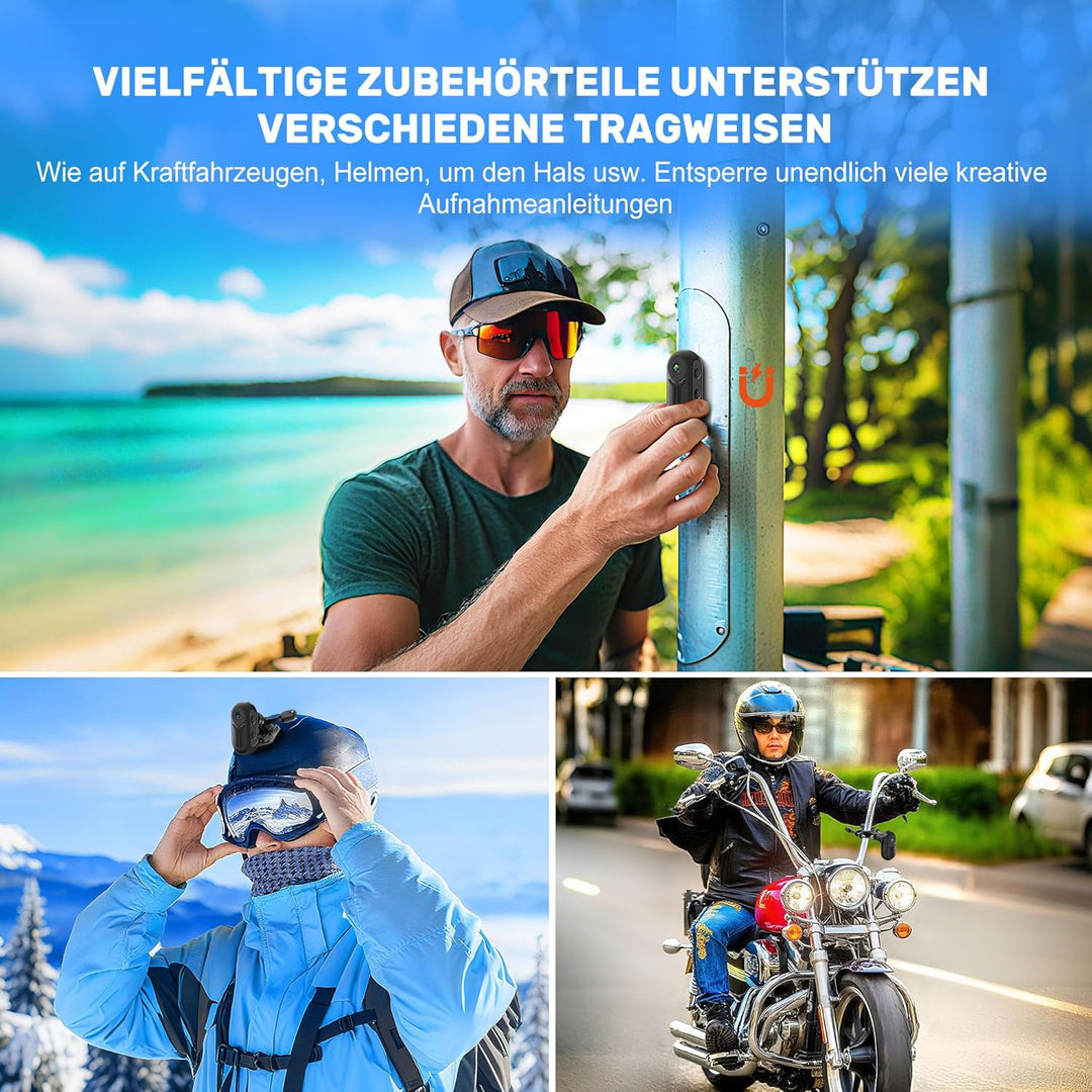 360° Action Kamera, 1080P Wearable Actionkameras, Mini Bodycam Körperkamera, Motorrad Sportkamera mi