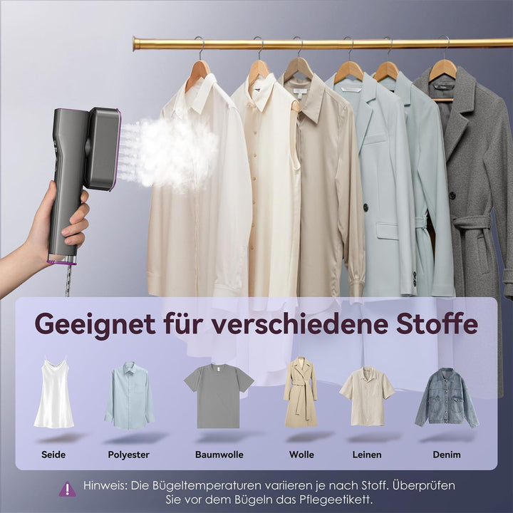 VIWAVE Steamer Dampfglätter 1200 W, 100–240 V Dual-Spannung-Reisebügeleisen, 15S Schnellaufheizung,