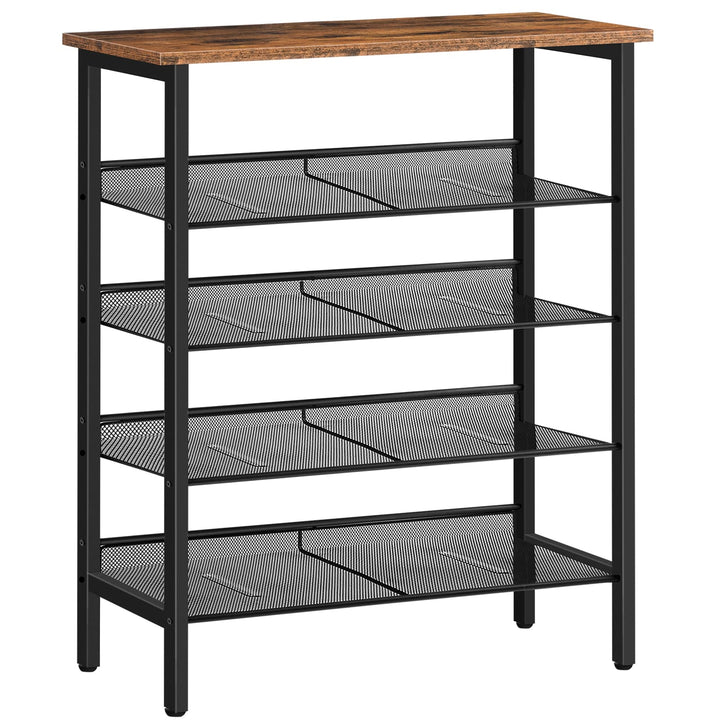 HOOBRO 5-lagiges Schuhregal, Verstellbares Schuhablage, schmal Schuhschrank, Flach und Neigbar, Stab
