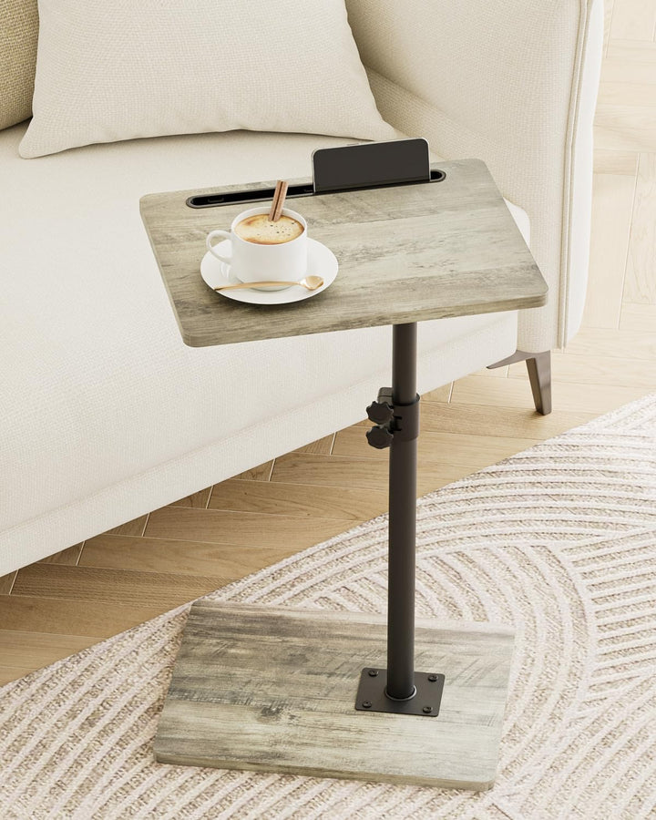 Beistelltisch C-Form, 360°Rotierend Couchtisch Klein, Höhenverstellbar Sofatisch,40x30x(45-81) cm,Ho