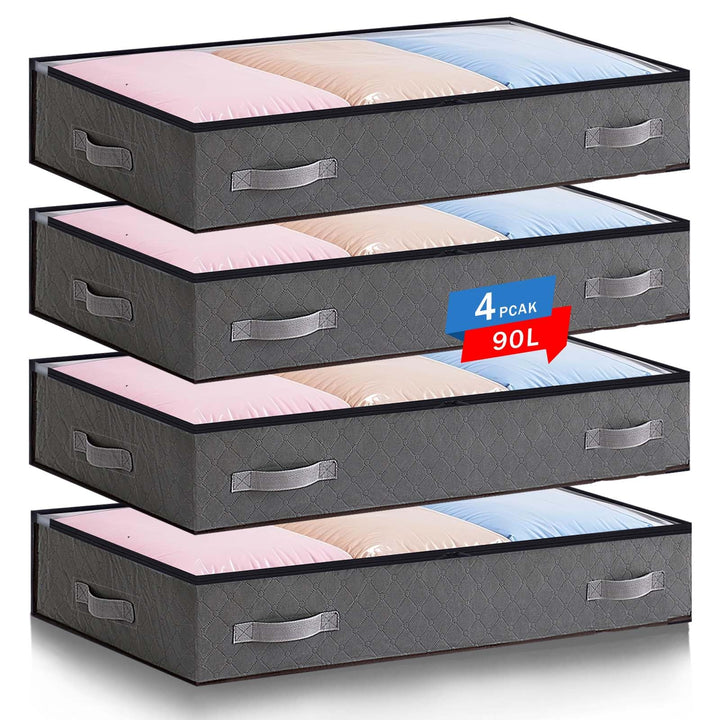 90L Unterbett Aufbewahrungsbox Mit Deckel Faltbare Unterbettkommode | Kleidung Aufbewahrung Unterbet