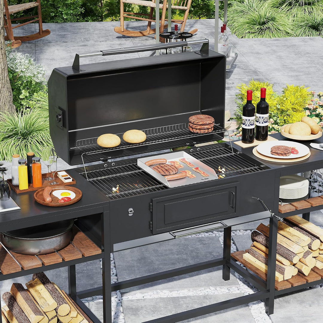 Plancha Grillplatte 30x40x4cm - 4mm Edelstahl Grillblech für Gas &amp; Holzkohle, mit Grillspachtel &amp; Sc
