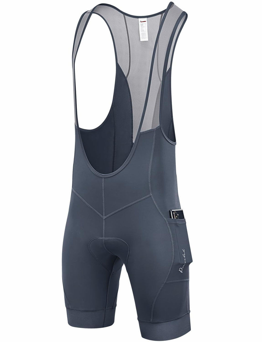 Przewalski Herren 3D gepolsterte Fahrrad-Trägerhose, Fahrrad-Trägerhose S Grau, S Grau mit Taschen