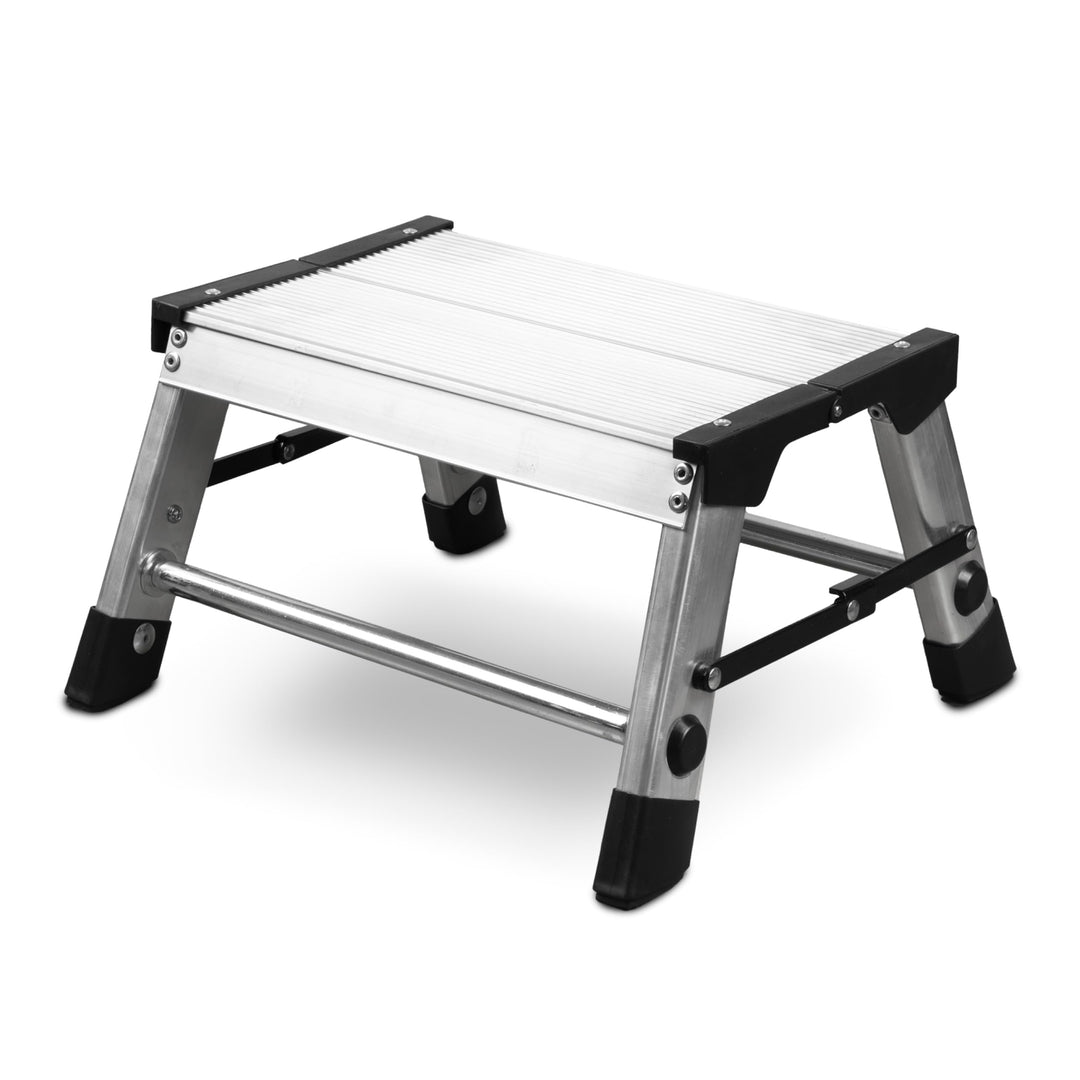 siwitec Trittleiter, 1 Stufe, Alu Klapptritt, leichte Aluminium Tritthocker bis 150 kg belastbar, Fa