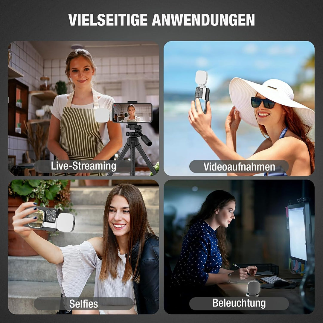 Diyife Selfie Licht, LED Magnetisches Fülllicht, 6 Beleuchtungsmodi, Handylicht 10 Helligkeitsstufen