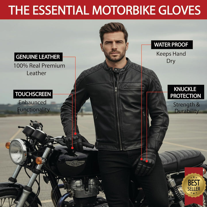 Hand Fellow Echtes Leder Winter Motorradhandschuhe wasserdichte Winter Motorbike Gloves Winddicht To