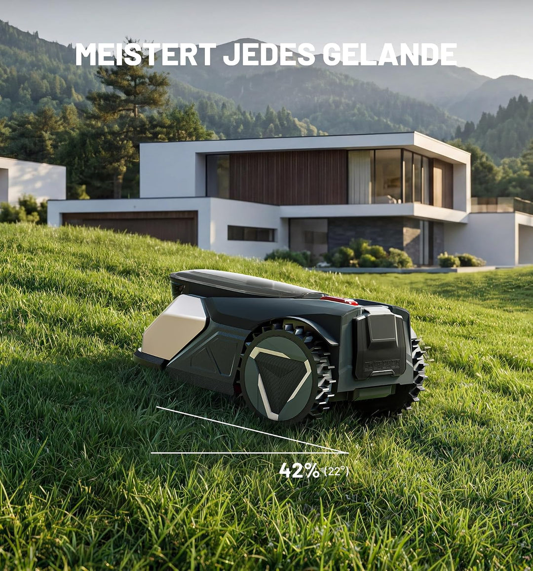 N500 KI-Vision Mähroboter Ohne Begrenzungskabel für 500 m², ohne RTK &amp; KI-Hinderniserkennung, U-förm