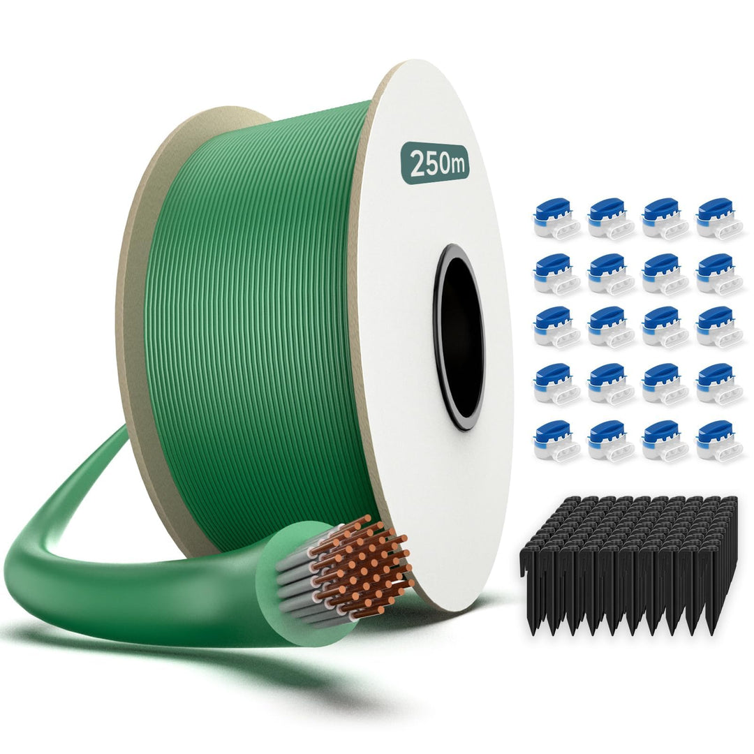 HAUSPROFI 250m Begrenzungskabel Mähroboter Set mit 750 Haken & 20 Verbindern, Ø2.7mm Begrenzungsdrah