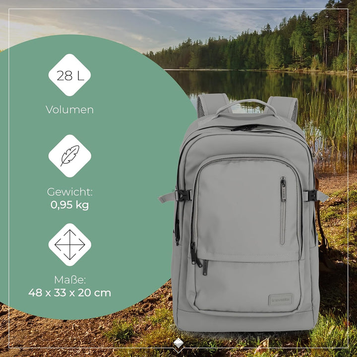 Travelite Rucksack aus wasserabweisendem Material, gepolstertes Laptop Fach 15,6 Zoll, BASICS Tagesr