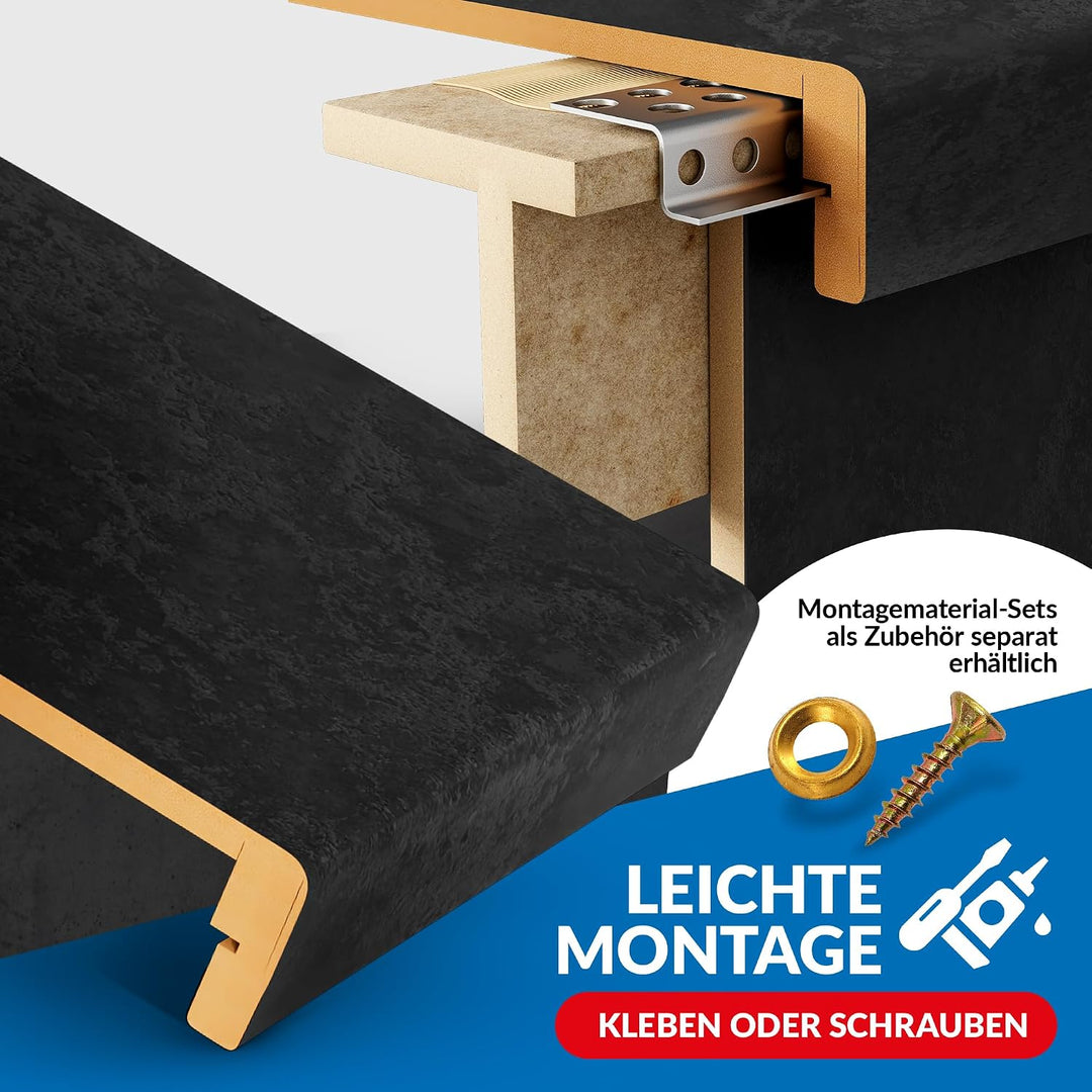 Treppenstufen mit U-Profil [LED-kompatibel] Renovierungsstufen für die Treppe, Laminat-Stufen, Tritt