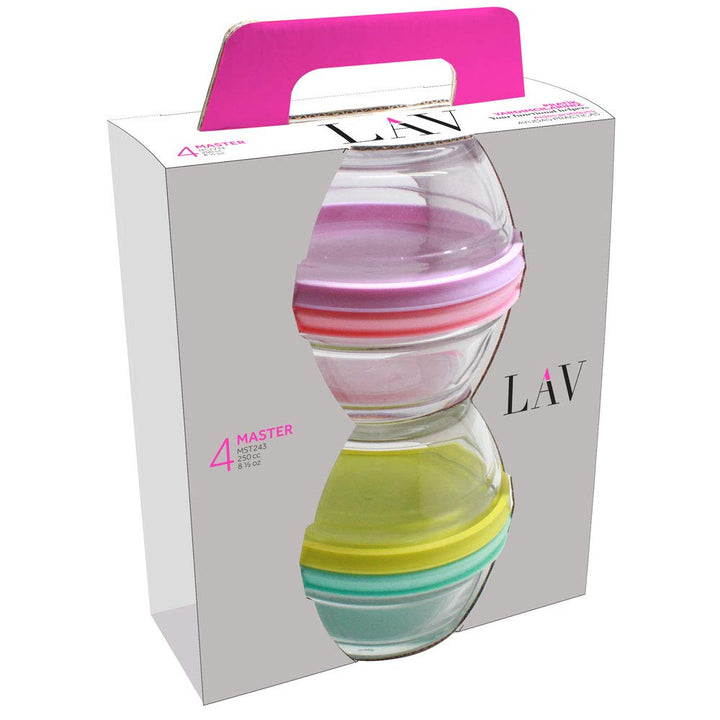 LAV 8tlg. Glasschalen-Set, 4X Schale 4X Deckel 250 ml Serie Master Glasschlüssel Schalen Spülmaschin