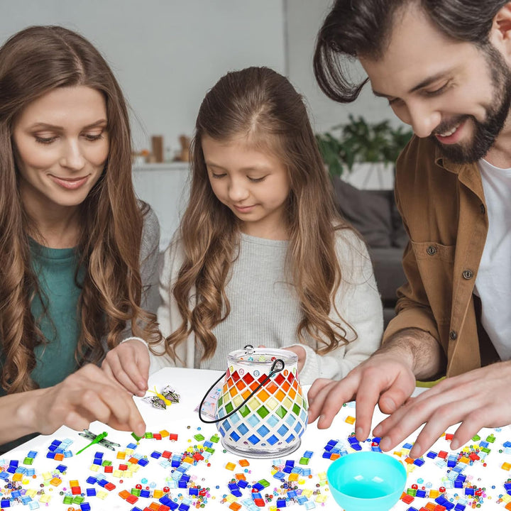 FORMIZON Mosaik Lampe Basteln, Mosaik Bastelset Kinder, Glasmosaik Kerzenhalter Kit für Heim Deko, D