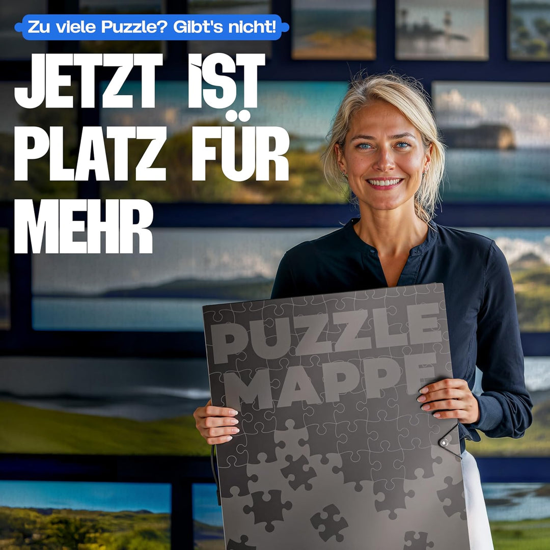 pearway - Stabile Puzzle Mappe [INKL. 5m Puzzlefolie] für Puzzles bis 1000 Teile - das perfekte Zube