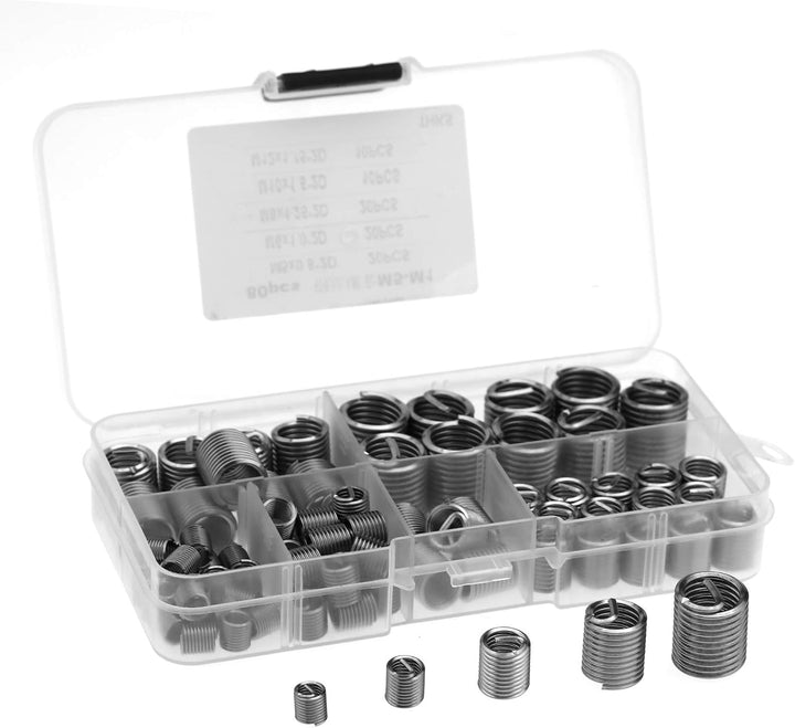80 Stücke M5 M6 M8 M10 M12 Edelstahl Helicoil Drahtgewinde Schraubeinsätze Reparatur Werkzeug Kit 80