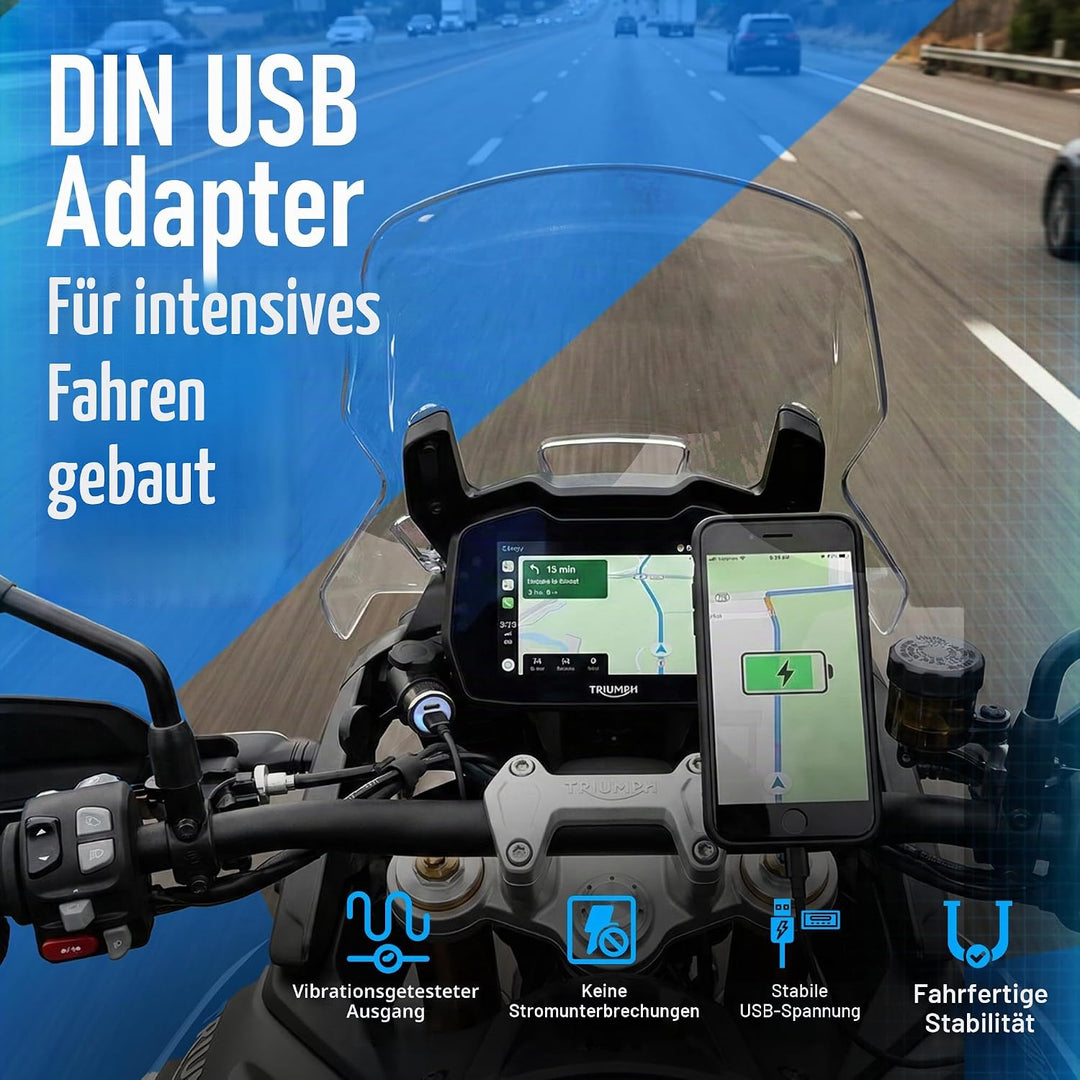 Cliff Top 3.3 Amp Moto Hella (DIN) à Adaptateur USB (Angle), kompatibel mit BMW Motorrädern 3,3A Mot