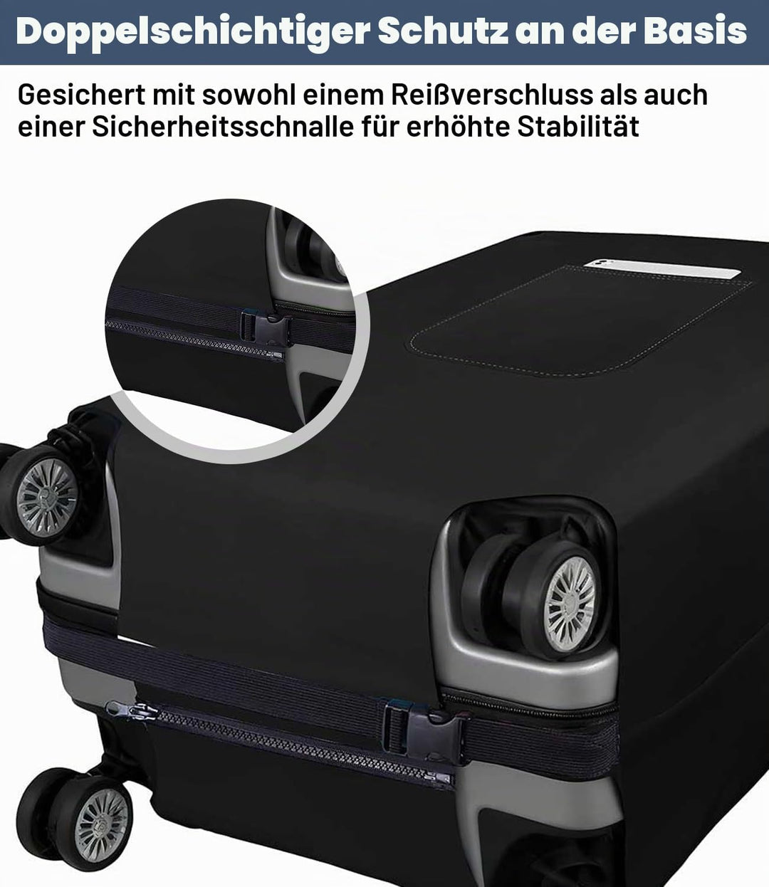 Morbuy Elastisch Kofferschutzhülle, Mittel Kofferhülle Schwarz mit Reissverschluss, Suitcase Luggage