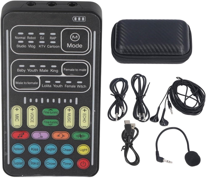 Annadue Voice Changer, I9 Voice Changer Set Tragbarer -Soundkarten-Live-Streaming-Mixer mit Mikrofon
