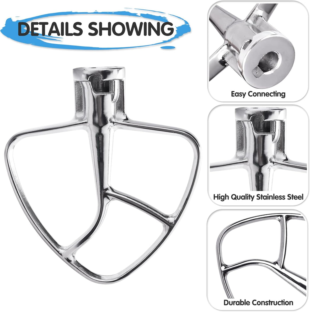 Flachrührer-Aufsatz aus Edelstahl für KitchenAid 4,5–5 Quart Mittelgrosse Küchenmaschinen mit kippba